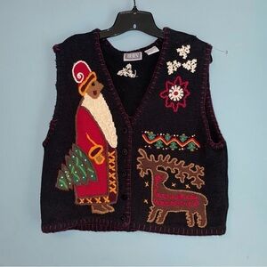 Sigrid Olsen Vintage Ugly Christmas Knit Sweater Vest Size XL
